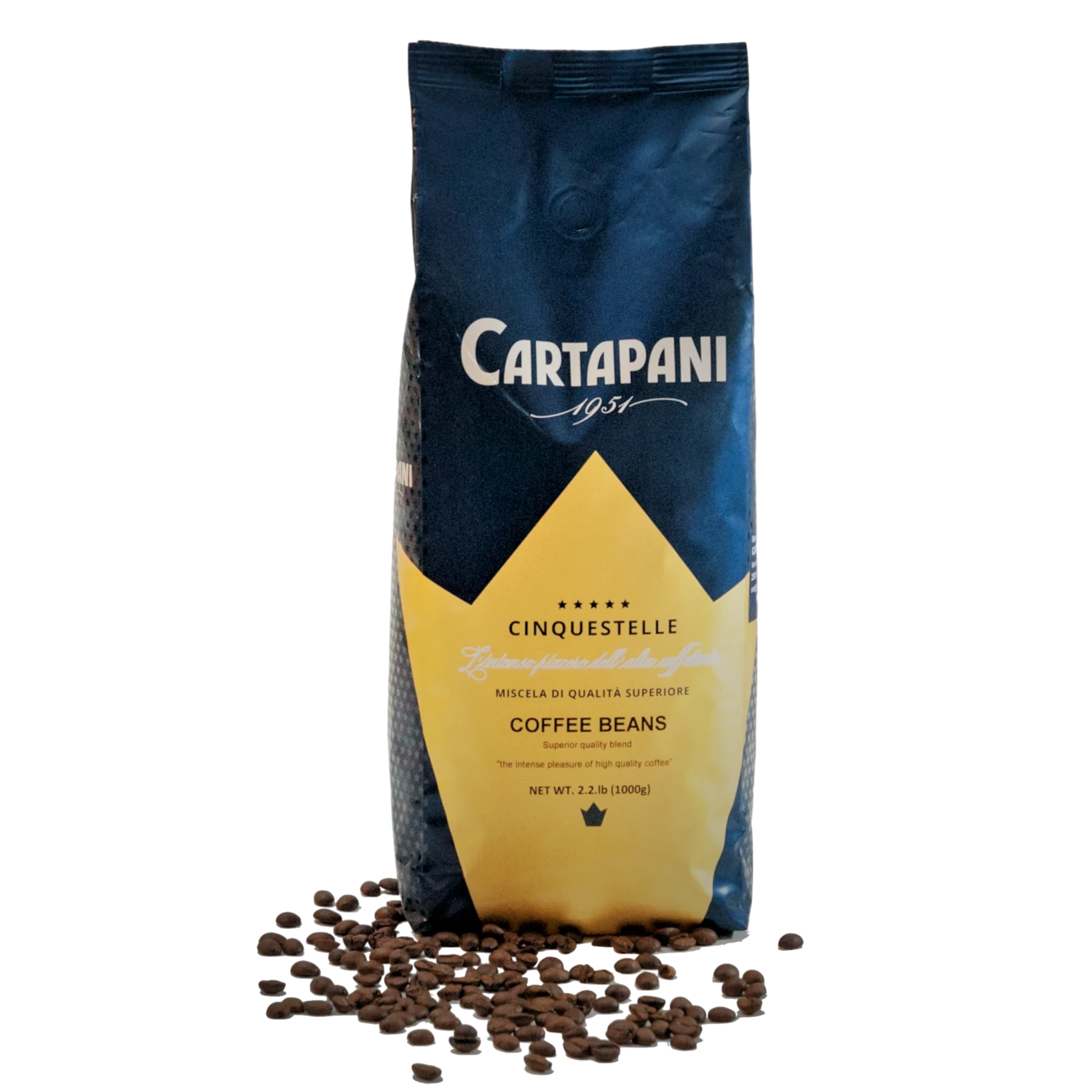 Front Cinquestelle Espresso Whole Bean Coffee - Gaztronomy